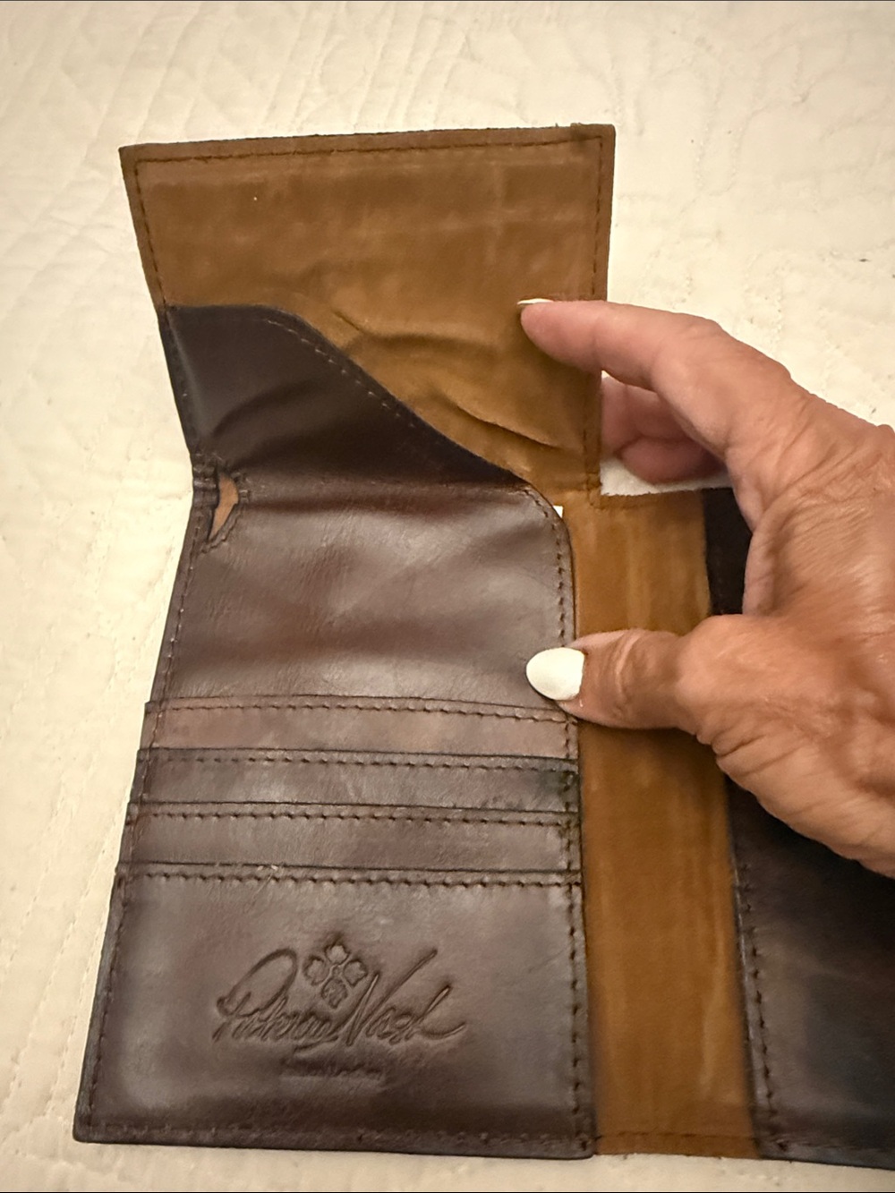 Patricia Nash Passport wallet ; Tooled Leather - Dark Brown - Picture 4 of 5